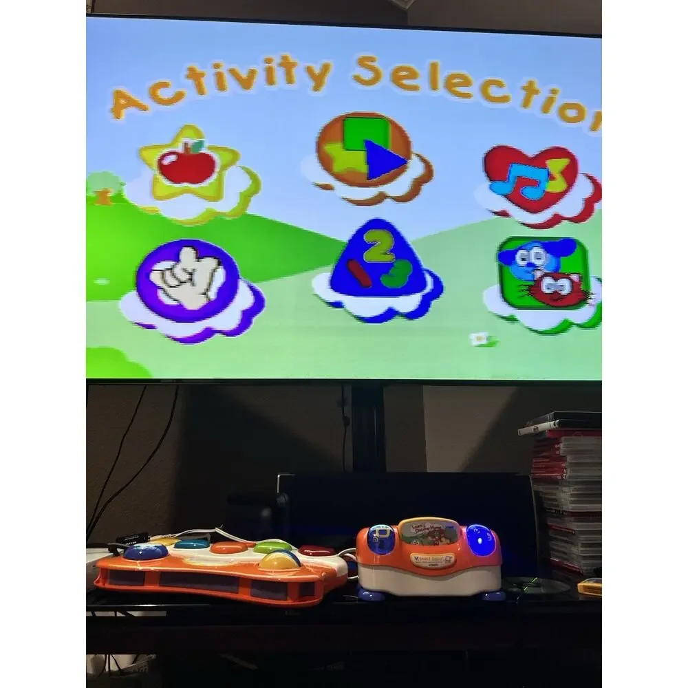VTech V.Smile Baby Development System Barney & Learn Discover 2 Cartridges WORKS
